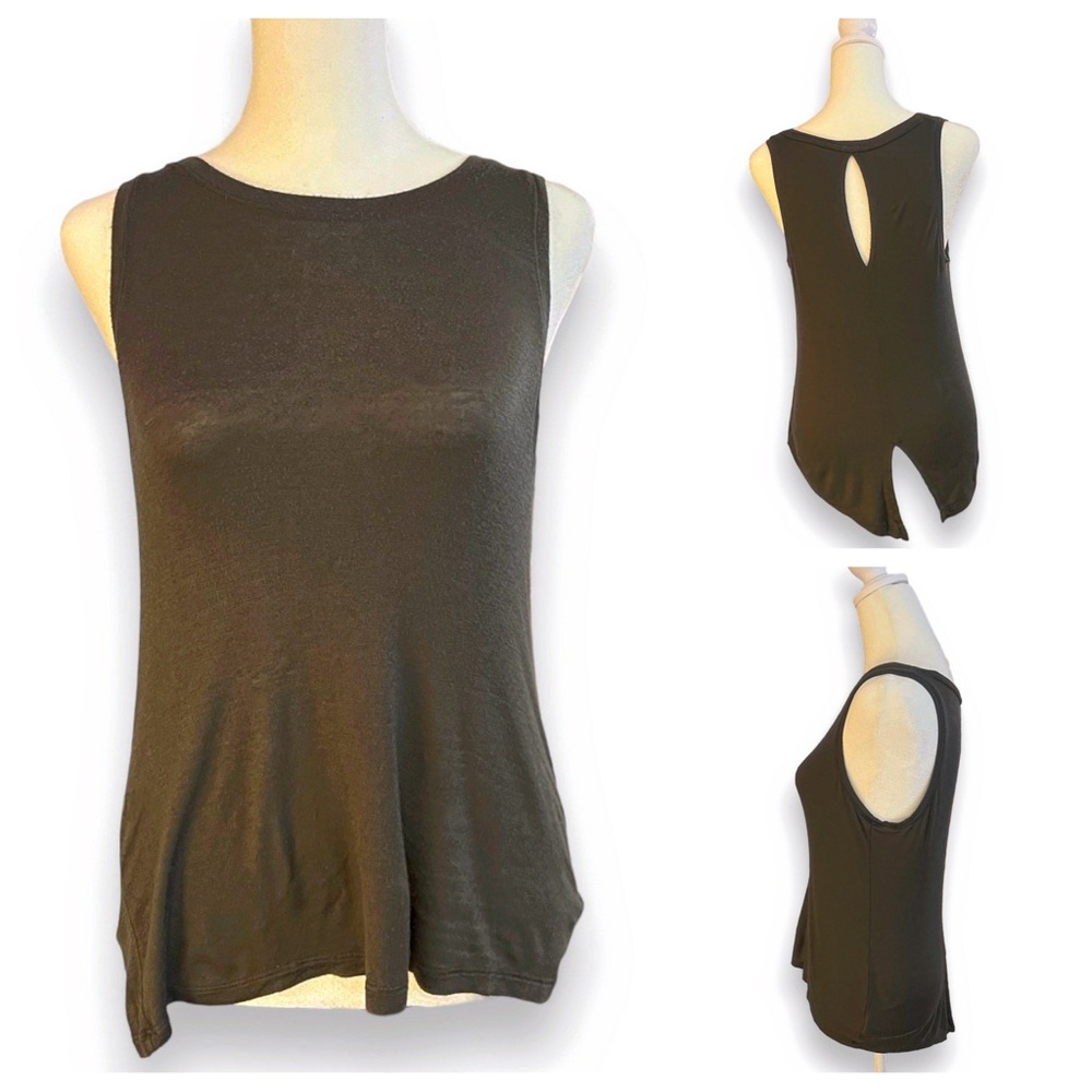 EUC Halogen Olive Green Scoop Neck Cotton Tank — Keyhole Back | XS